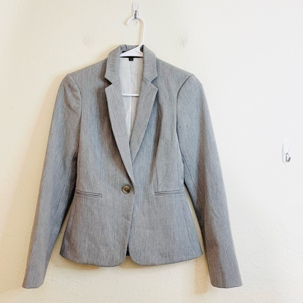 Express Stretch One Button Long Sleeve Blazer Suit Jacket 00 Gray